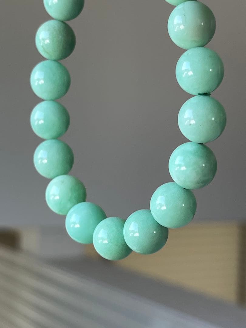 天然石ブレスレット☆高品質！クリソプレーズ１０ｍｍ後半☆癒しカラーが美しい！