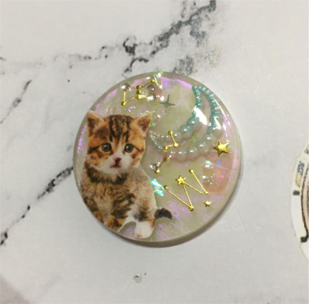 レジンヘアゴム、トラ猫ちゃん月と星座・再販不可