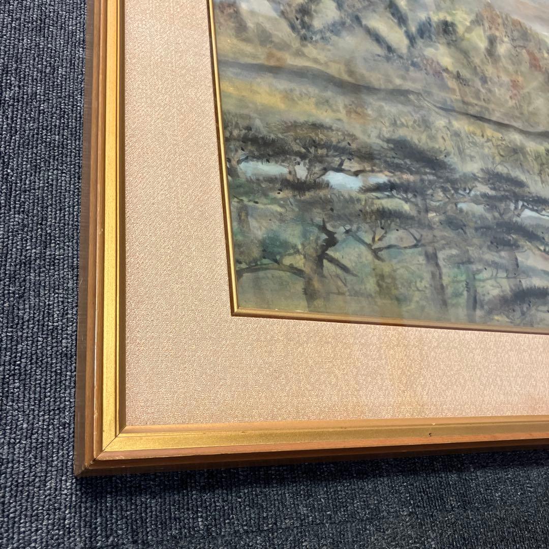 常磐大空 絵画 額装 額縁 アート 山水 日本画 ガラス付 箱有 木製フレーム
