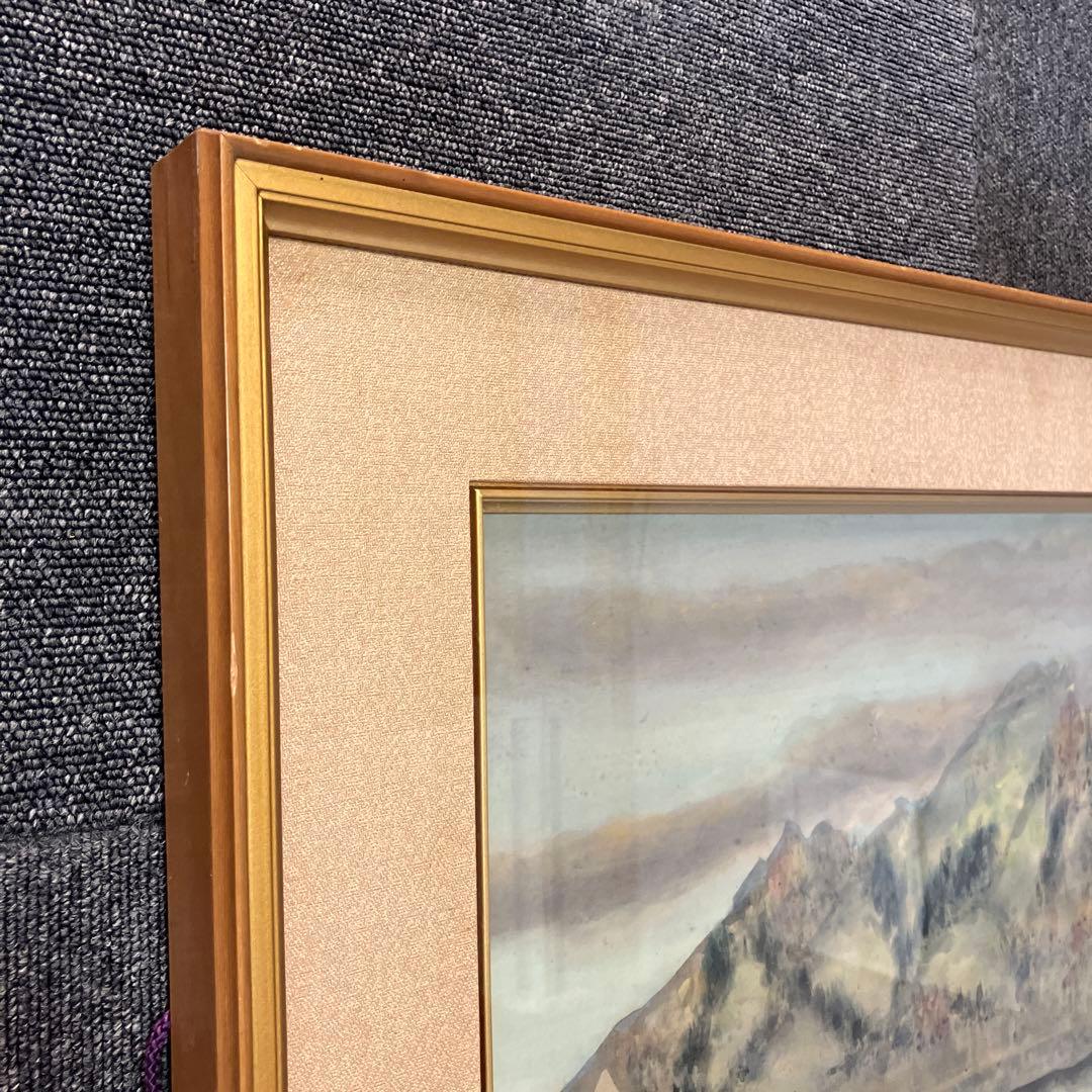 常磐大空 絵画 額装 額縁 アート 山水 日本画 ガラス付 箱有 木製フレーム