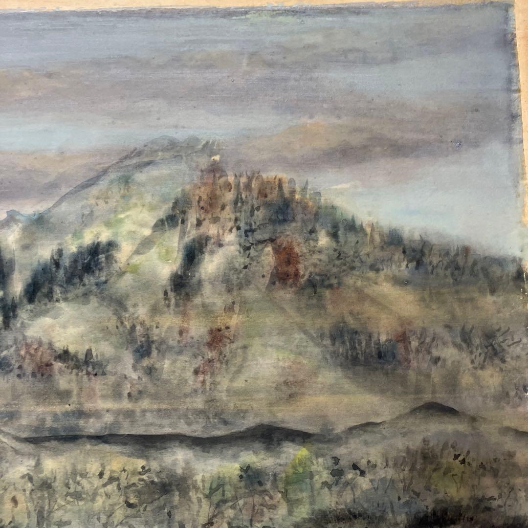 常磐大空 絵画 額装 額縁 アート 山水 日本画 ガラス付 箱有 木製フレーム