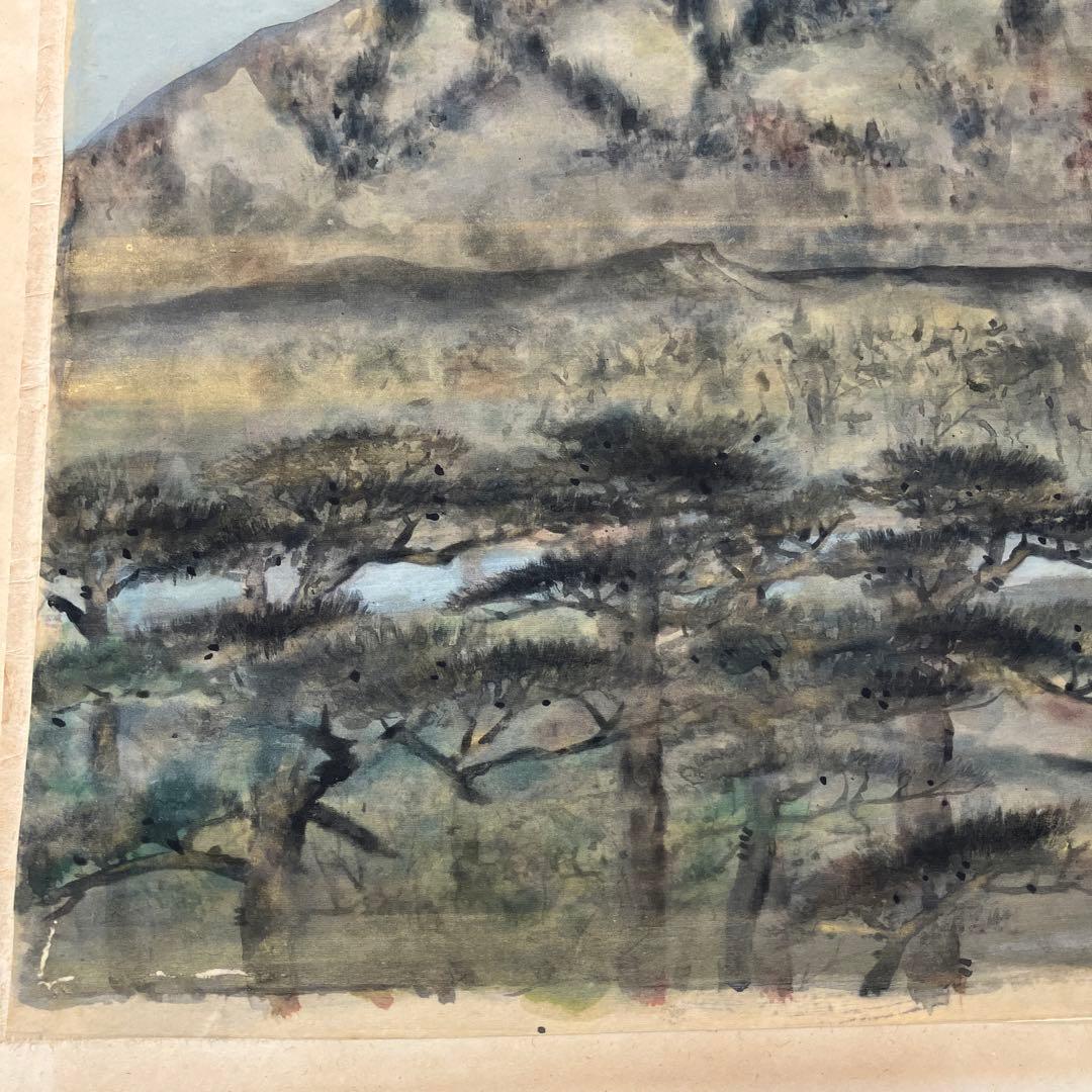 常磐大空 絵画 額装 額縁 アート 山水 日本画 ガラス付 箱有 木製フレーム