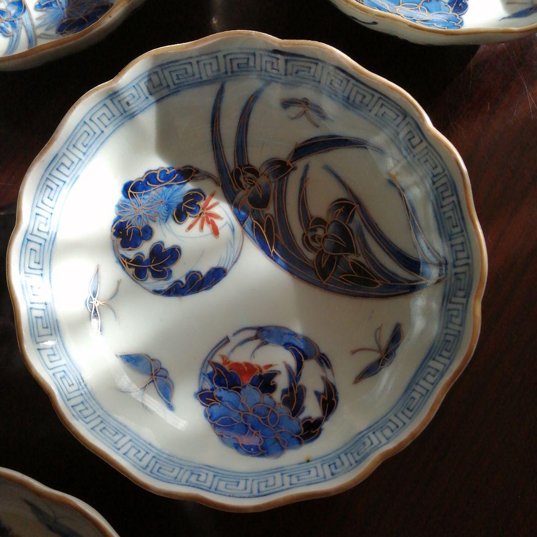 伊万里　染付蝶文膾皿　19枚　15cm　明治～大正期