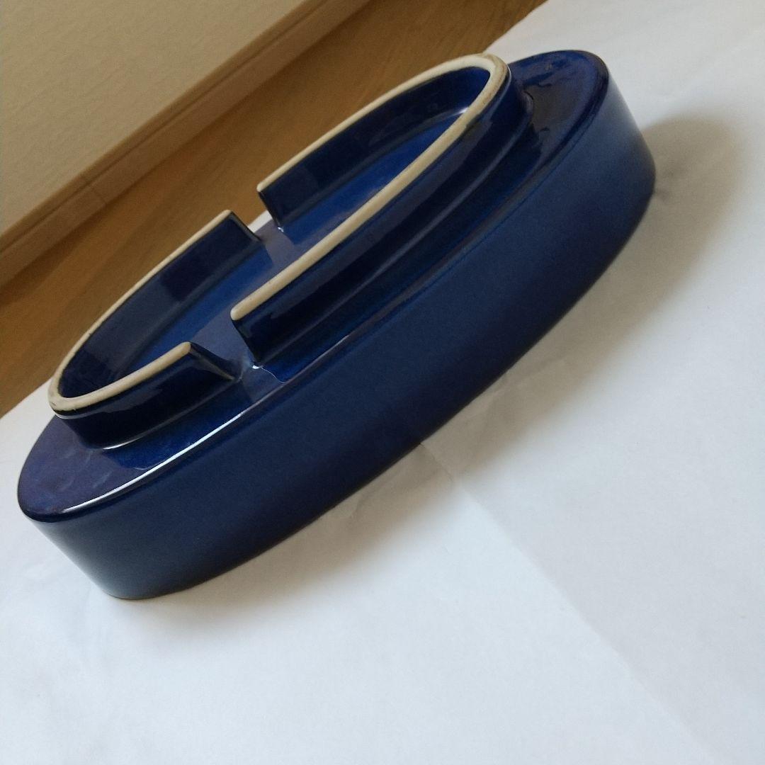 楕円平型花器　青　32×17.7cm