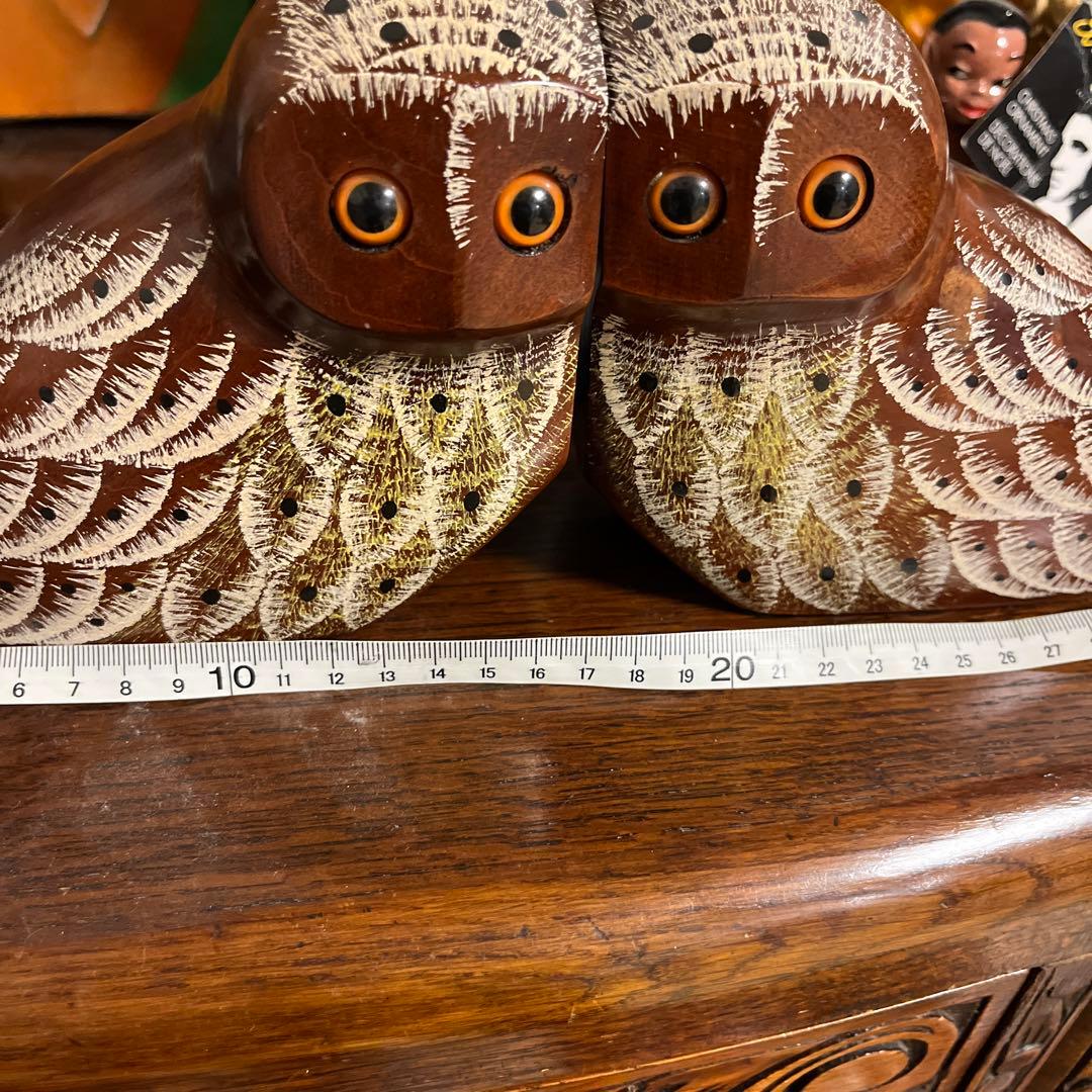 フクロウ　tusbogen 木彫り　梟　鳥　木製