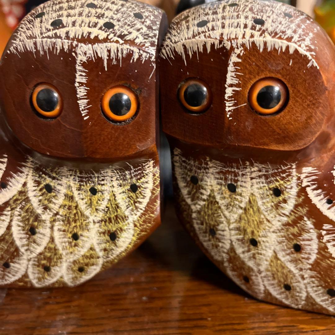フクロウ　tusbogen 木彫り　梟　鳥　木製
