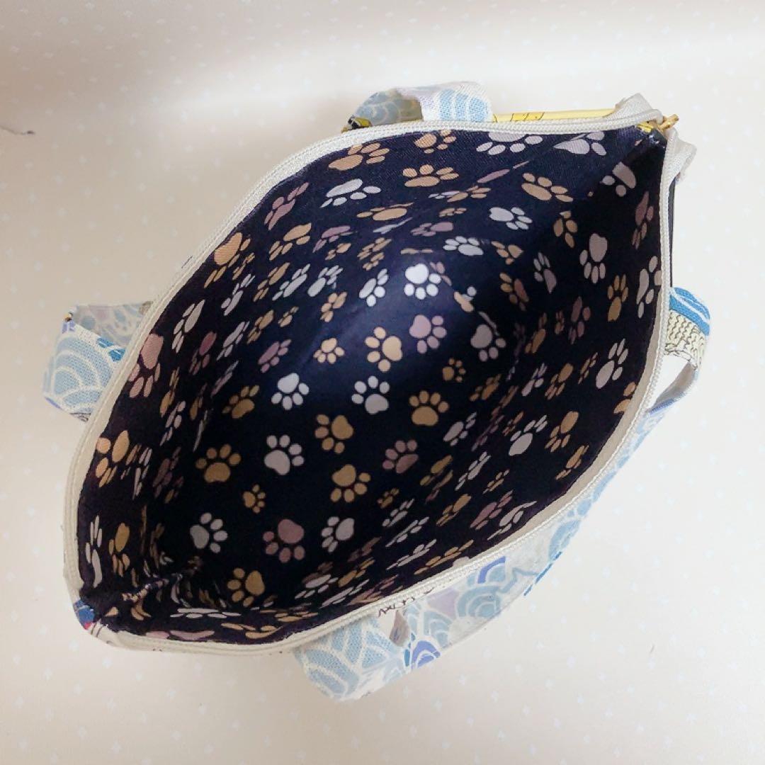 パッチワークグラニーバッグ トートバッグ 猫生地アソート でかねこチャーム付き