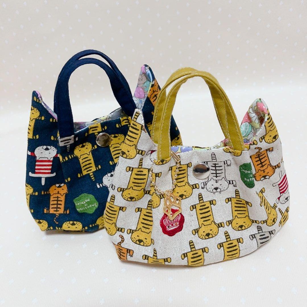 パッチワークグラニーバッグ トートバッグ 猫生地アソート でかねこチャーム付き