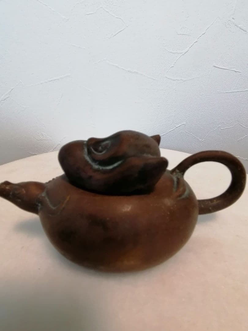 中国骨董 古銅 猿と水牛 水差し 水滴 水注 急須