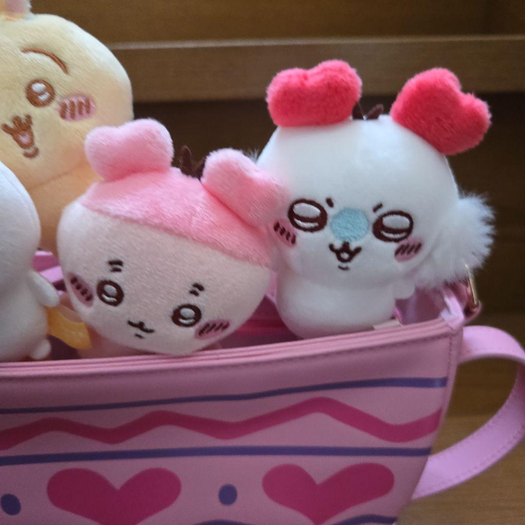 ぬいぐるみボールペン5体セット ハートカップショルダーバッグ入り