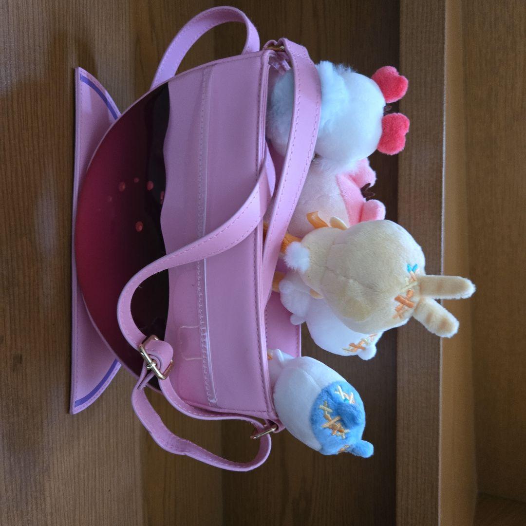 ぬいぐるみボールペン5体セット ハートカップショルダーバッグ入り