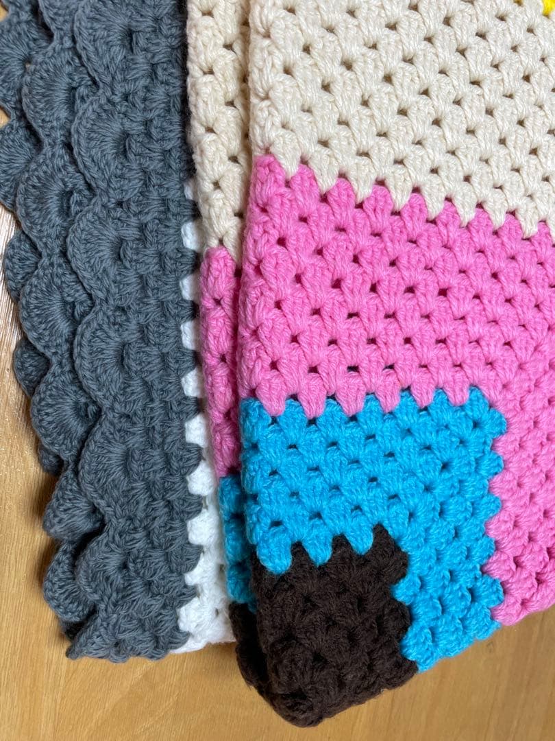 ハンドメイド　こたつカバー　ブランケット　マルチカバー　手編み　編み物