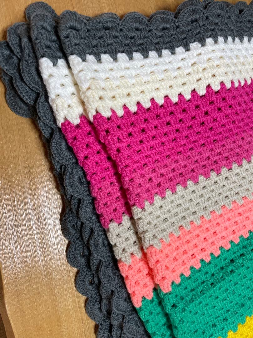 ハンドメイド　こたつカバー　ブランケット　マルチカバー　手編み　編み物