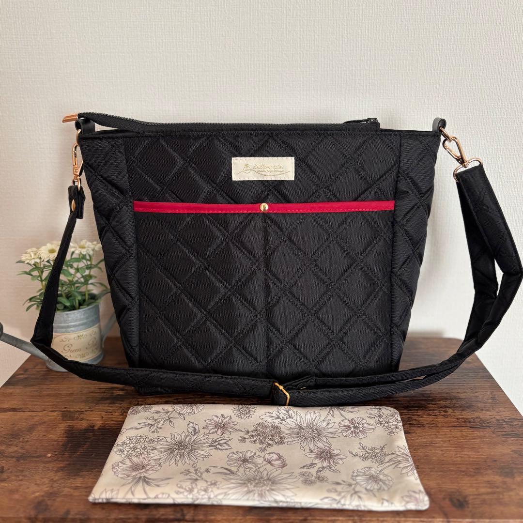 【ゆずLove】サイドポケット付きトートバッグM ファスナー開閉