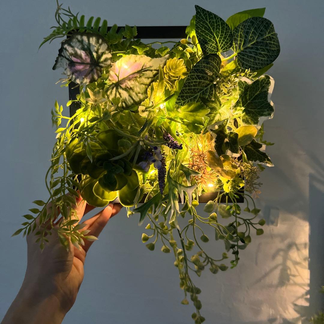 LED ライト　ウォールグリーン　グリーンウォール　壁掛け　インテリアグリーン