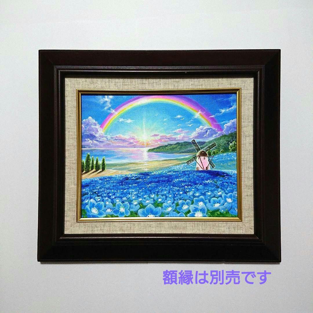 【ネモフィラの輝き】アクリル画 F3 風景画 絵画