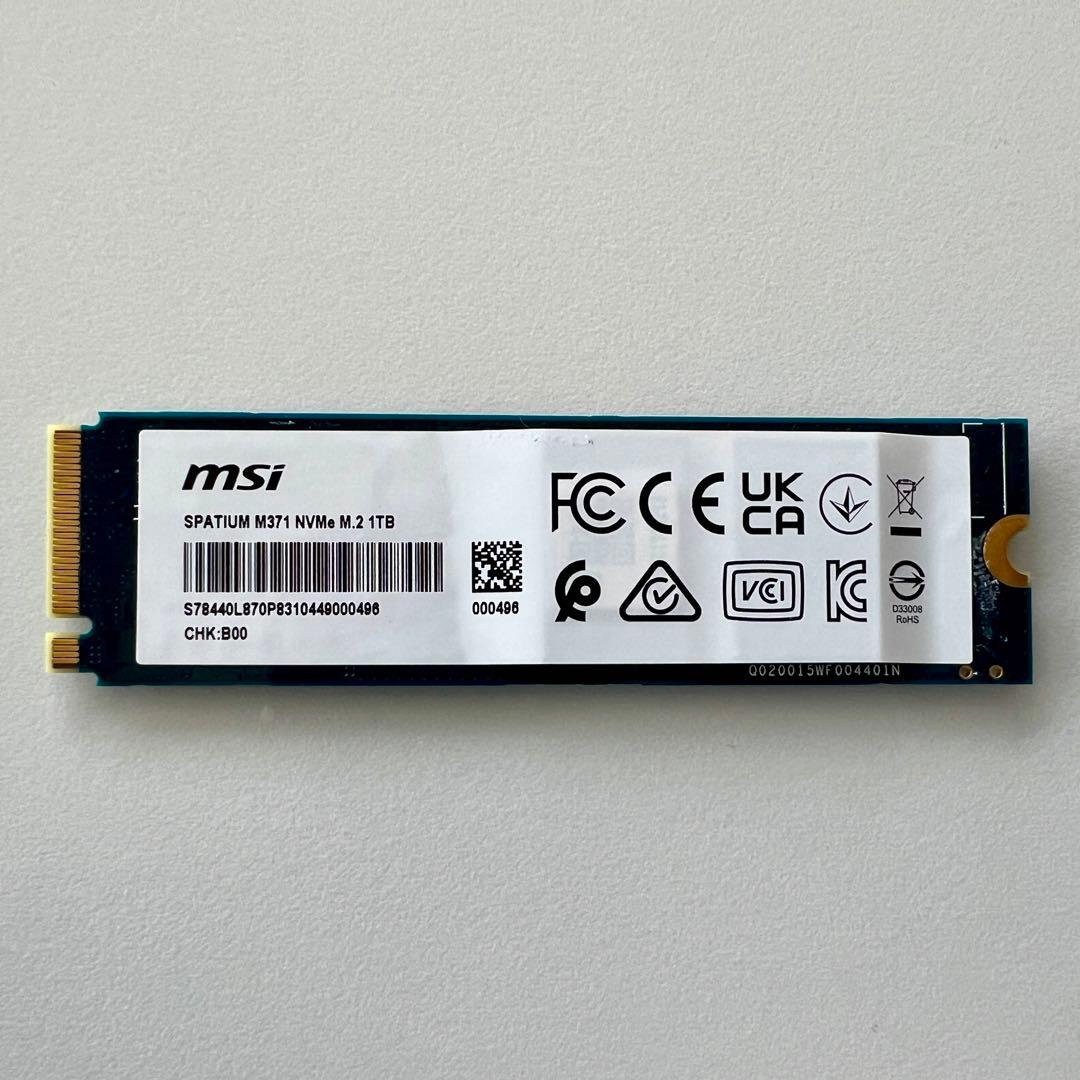 MSI M.2 SSD SPATIUM M371シリーズ 1TB 動作確認済