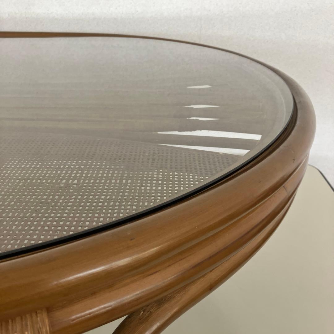 ラタン製　楕円形ガラステーブル　136㎝サイズ
