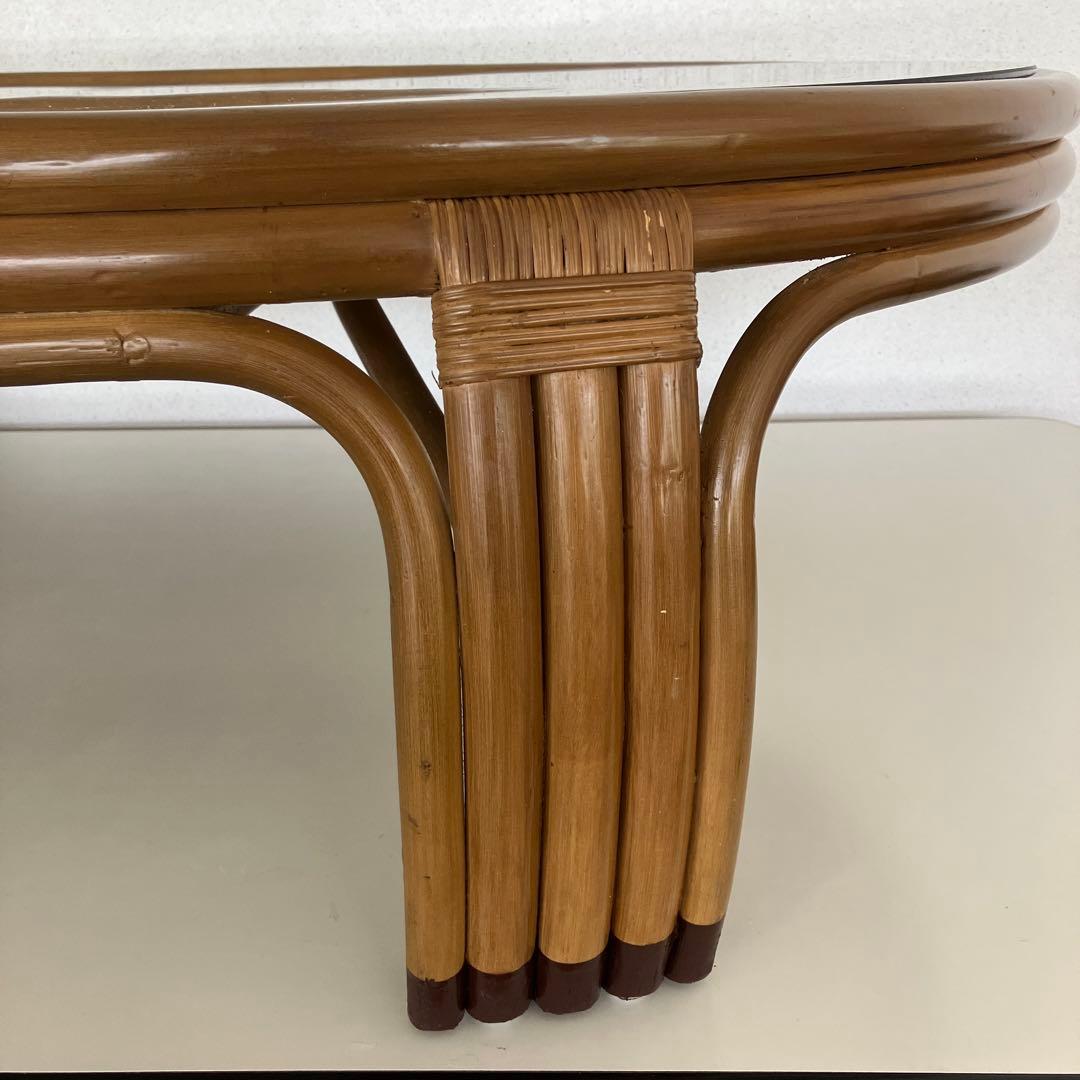 ラタン製　楕円形ガラステーブル　136㎝サイズ