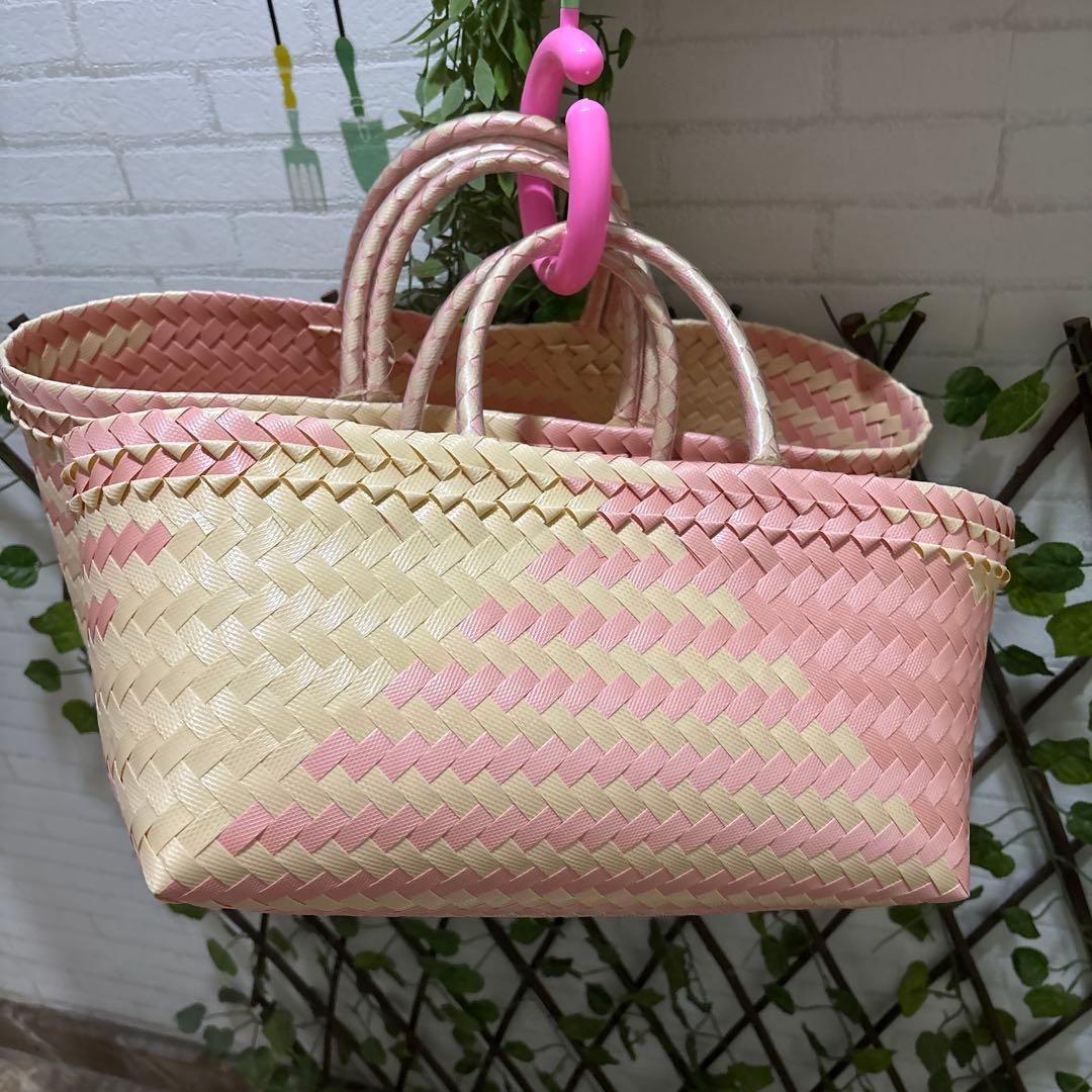 船型カゴバッグ♡親子バッグ♡2個セット♡ピンクベージュ♡新品♡ハンドメイド