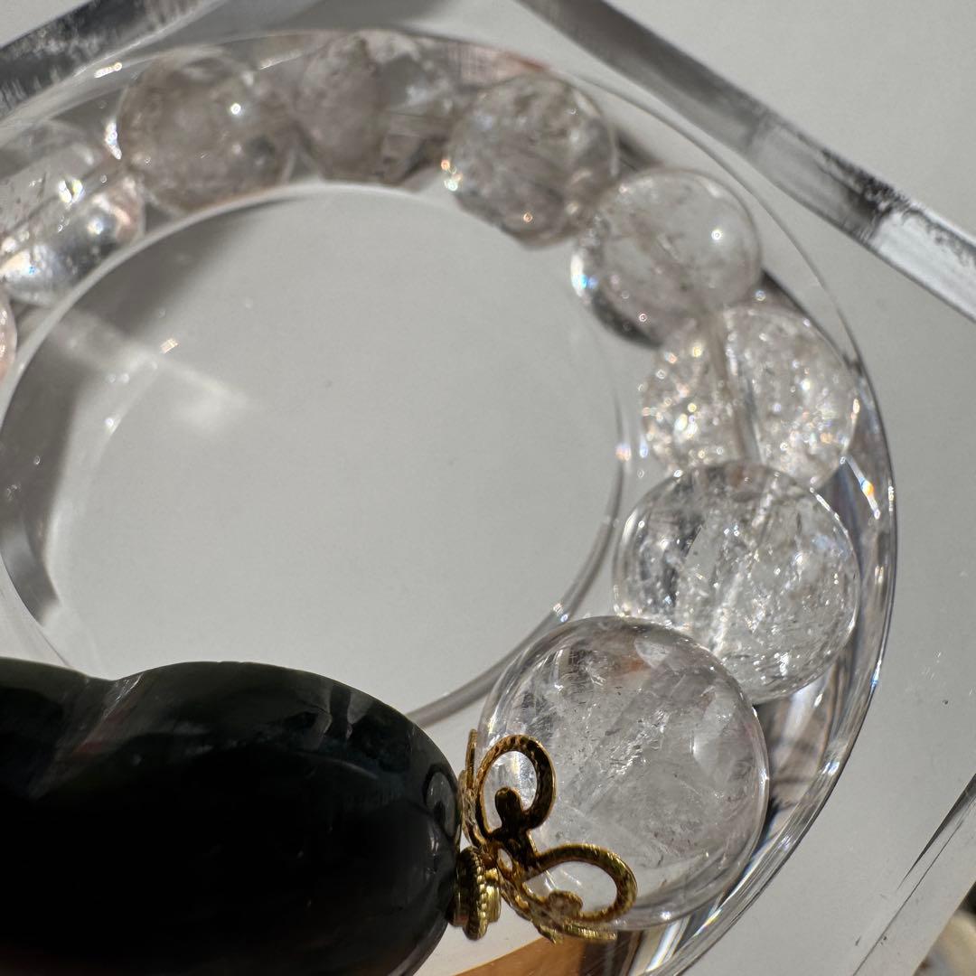 一点物　天然石　ハンドメイドブレス　虹水晶　セラフィナイト　グリーン