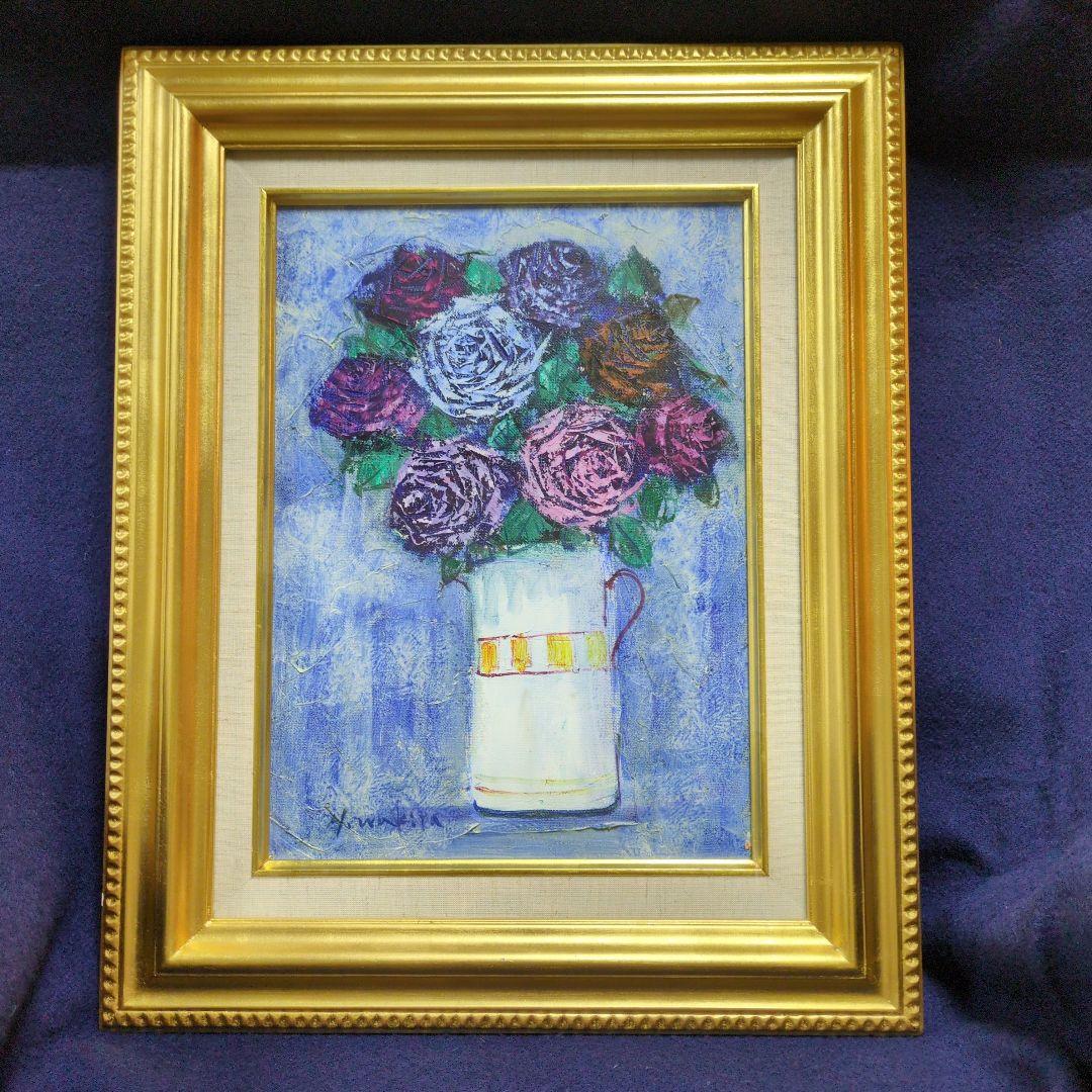★希少　脇田洋　バラ　油彩画　F4号サイズ