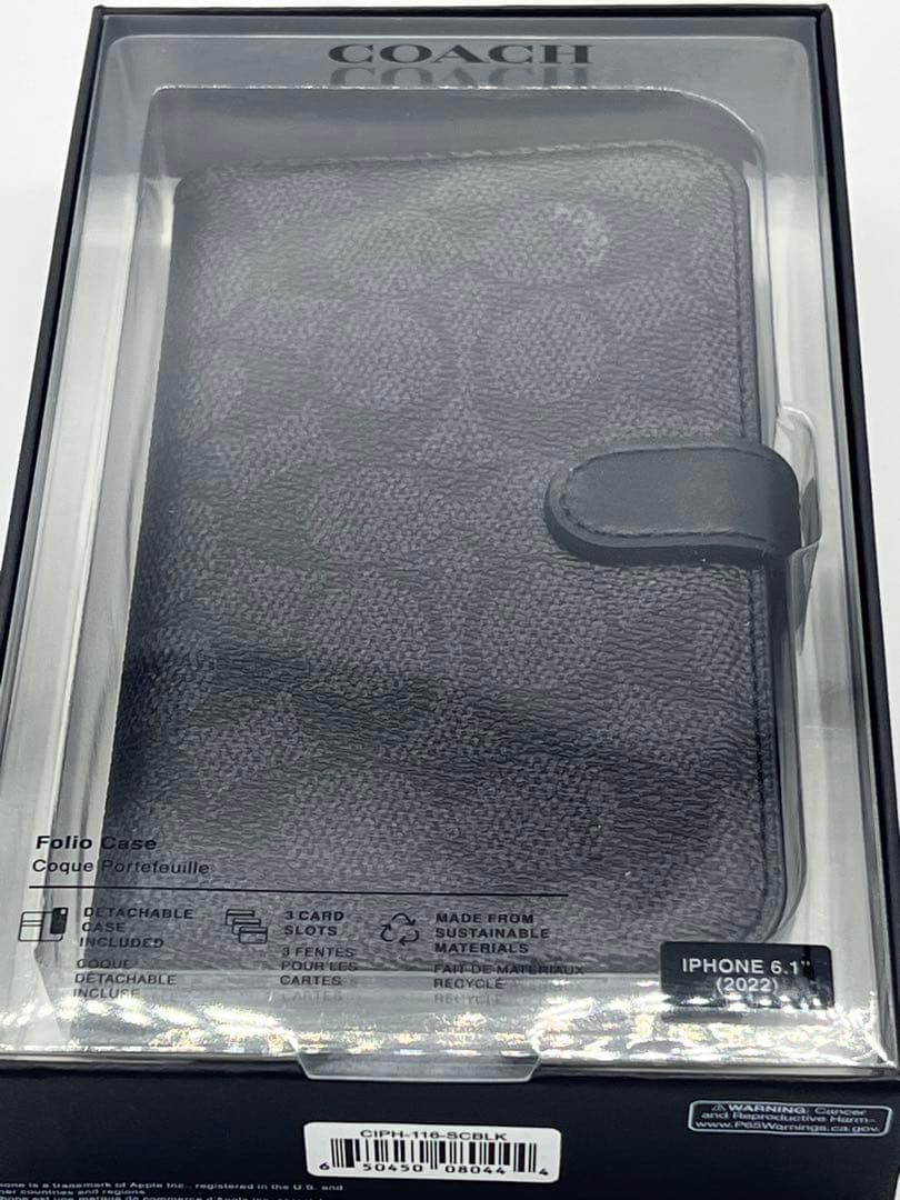 iPhoneアクセサリー Coach iPhone14 SignatureC CIPH-116-SCBLK