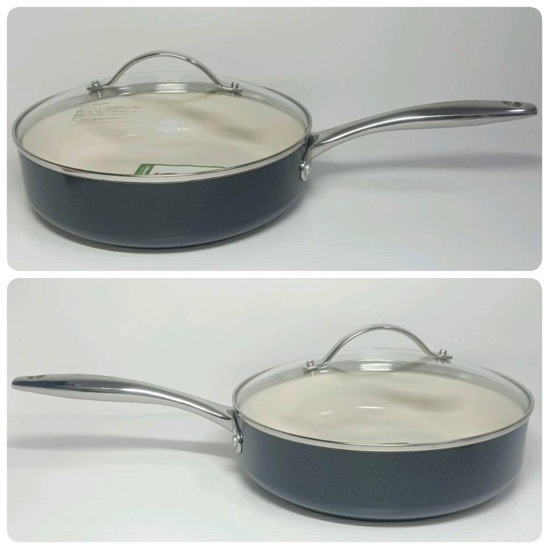 グリーンパン スキレット 蓋付 フライパン ヘルシーセラミックノンスティック加工