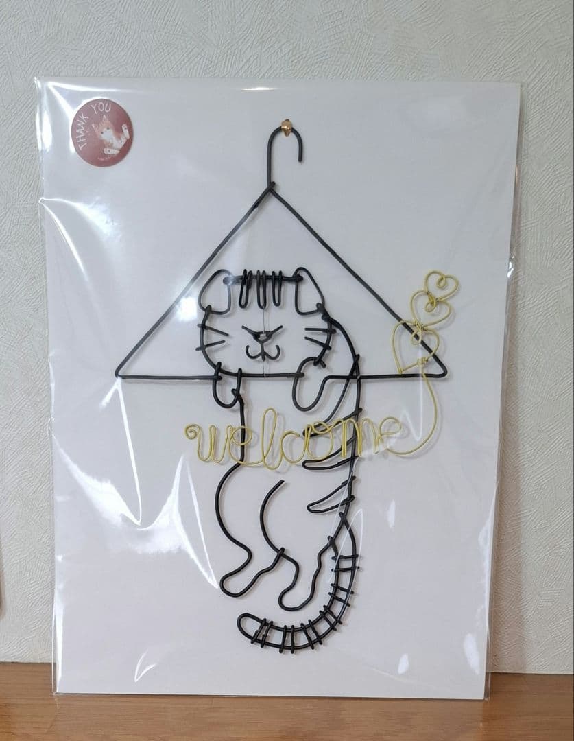 ワイヤーアート　ワイヤークラフト　ハンガー猫　inutade