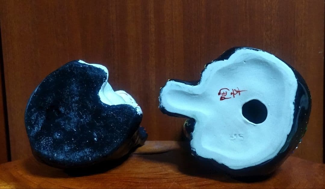 招き猫 ハチワレ２点セット 九谷焼＆三河土人形 美品