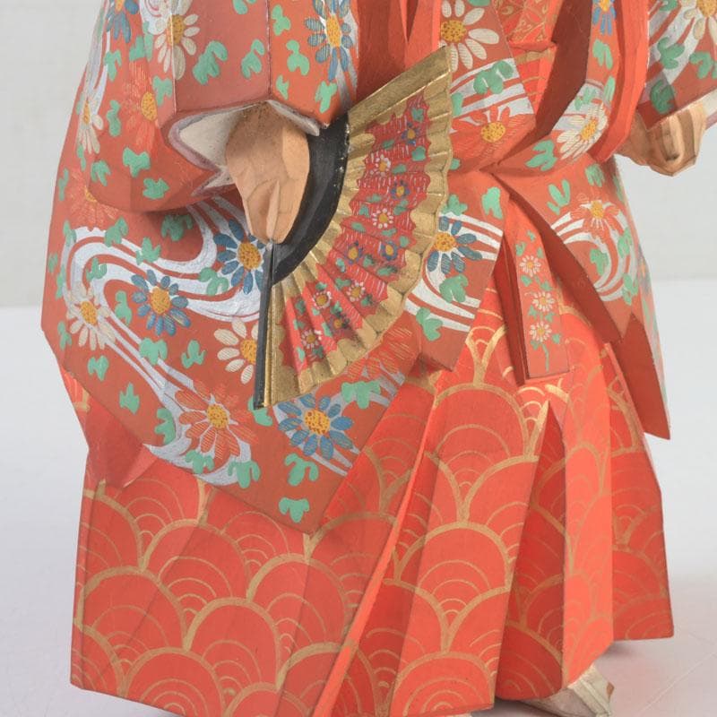 奈良人形師　染川宗進作　一刀彫　「猩々」　置物　共箱　C　9949