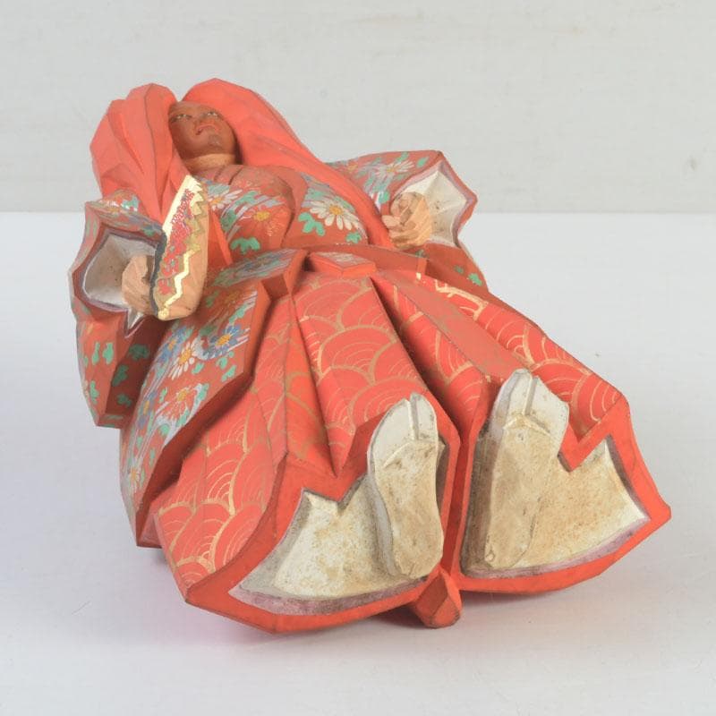 奈良人形師　染川宗進作　一刀彫　「猩々」　置物　共箱　C　9949