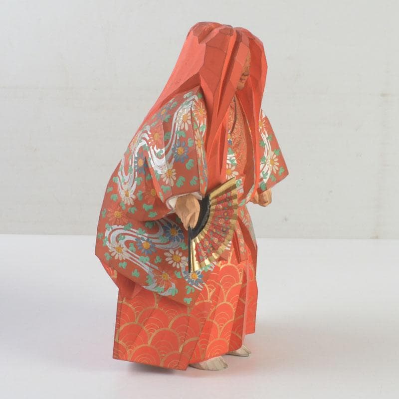 奈良人形師　染川宗進作　一刀彫　「猩々」　置物　共箱　C　9949