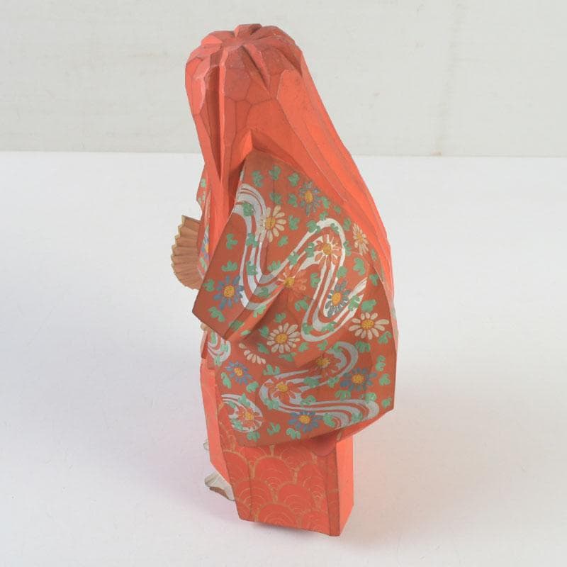 奈良人形師　染川宗進作　一刀彫　「猩々」　置物　共箱　C　9949