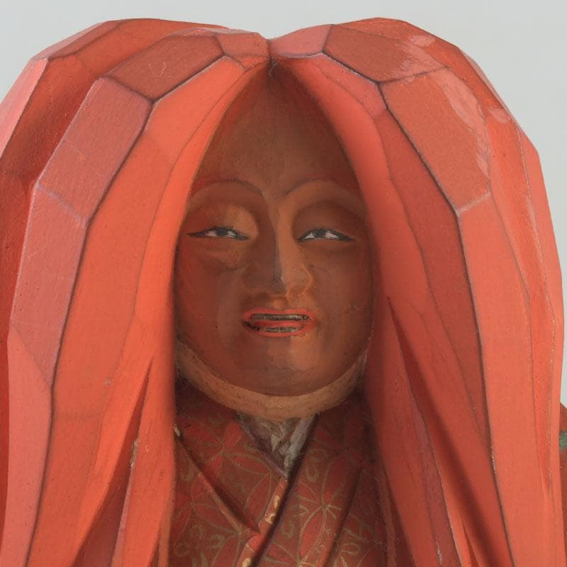 奈良人形師　染川宗進作　一刀彫　「猩々」　置物　共箱　C　9949