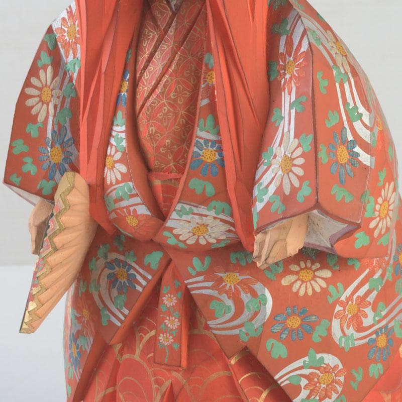 奈良人形師　染川宗進作　一刀彫　「猩々」　置物　共箱　C　9949