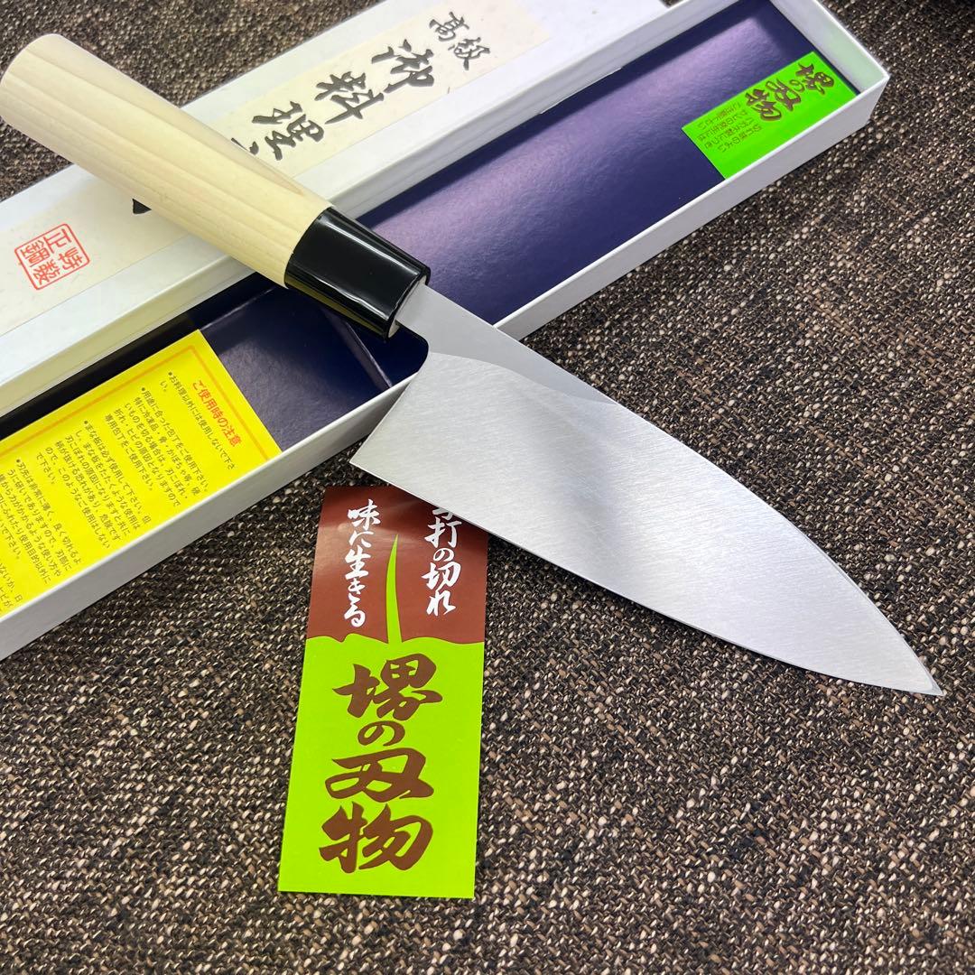 ★新品送料込★左用左片刃左利き用はがね鍛造出刃包丁堺の化粧箱入堺打刃物