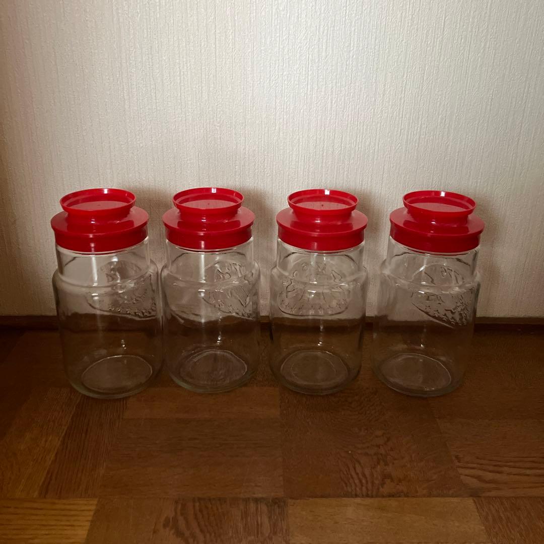 アメリカ　ビンテージ　アンカーホッキング　ガラスジャー　4点セット