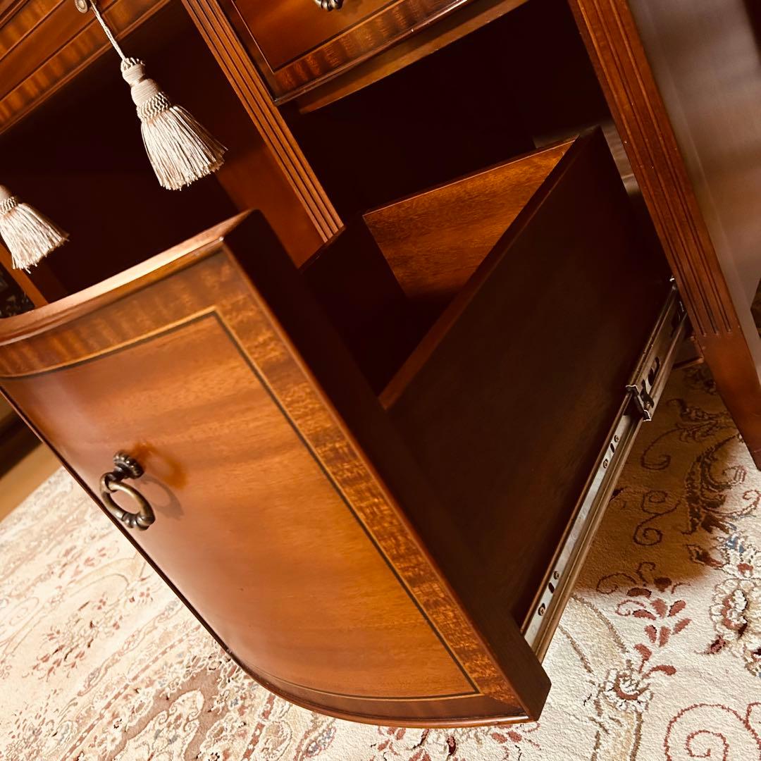 アンティーク　デスク　象嵌　IDC大塚家具 東海家具 机　ドレッサー　片軸デスク