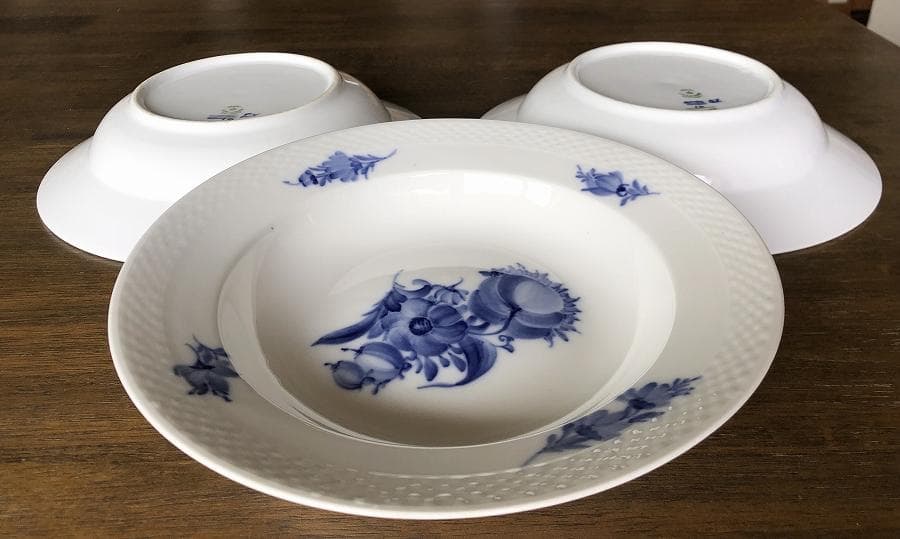 ロイヤルコペンハーゲン ブルーフラワー ディーププレート 深皿25.5cm 3枚