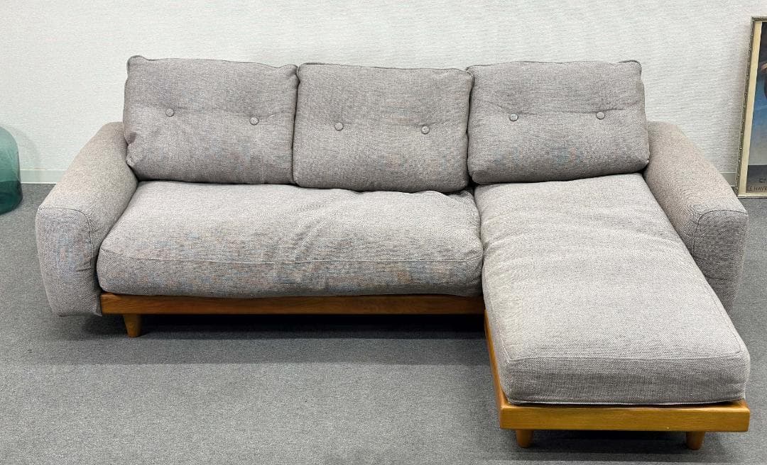 ■unico/ウニコ■BETHAN　カウチソファ　3人掛け　ファブリック　グレー