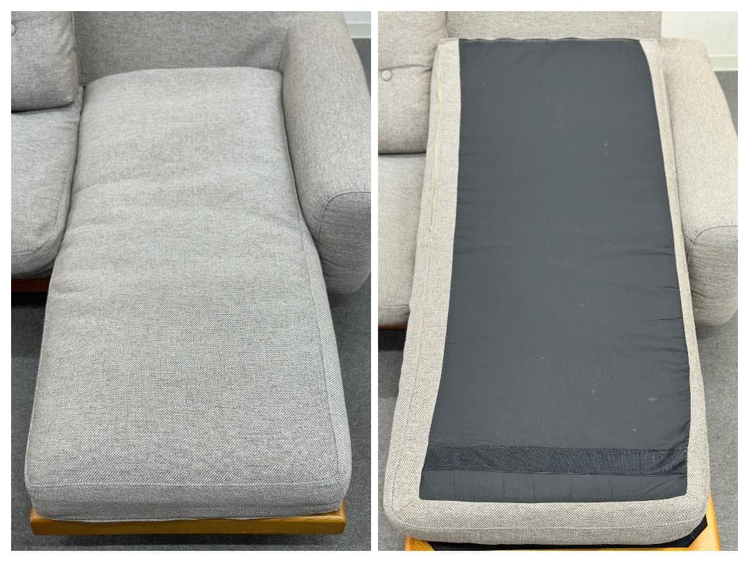 ■unico/ウニコ■BETHAN　カウチソファ　3人掛け　ファブリック　グレー