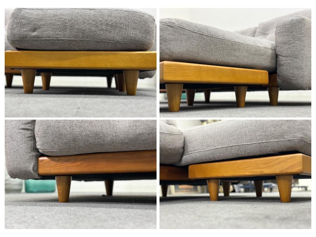 ■unico/ウニコ■BETHAN　カウチソファ　3人掛け　ファブリック　グレー