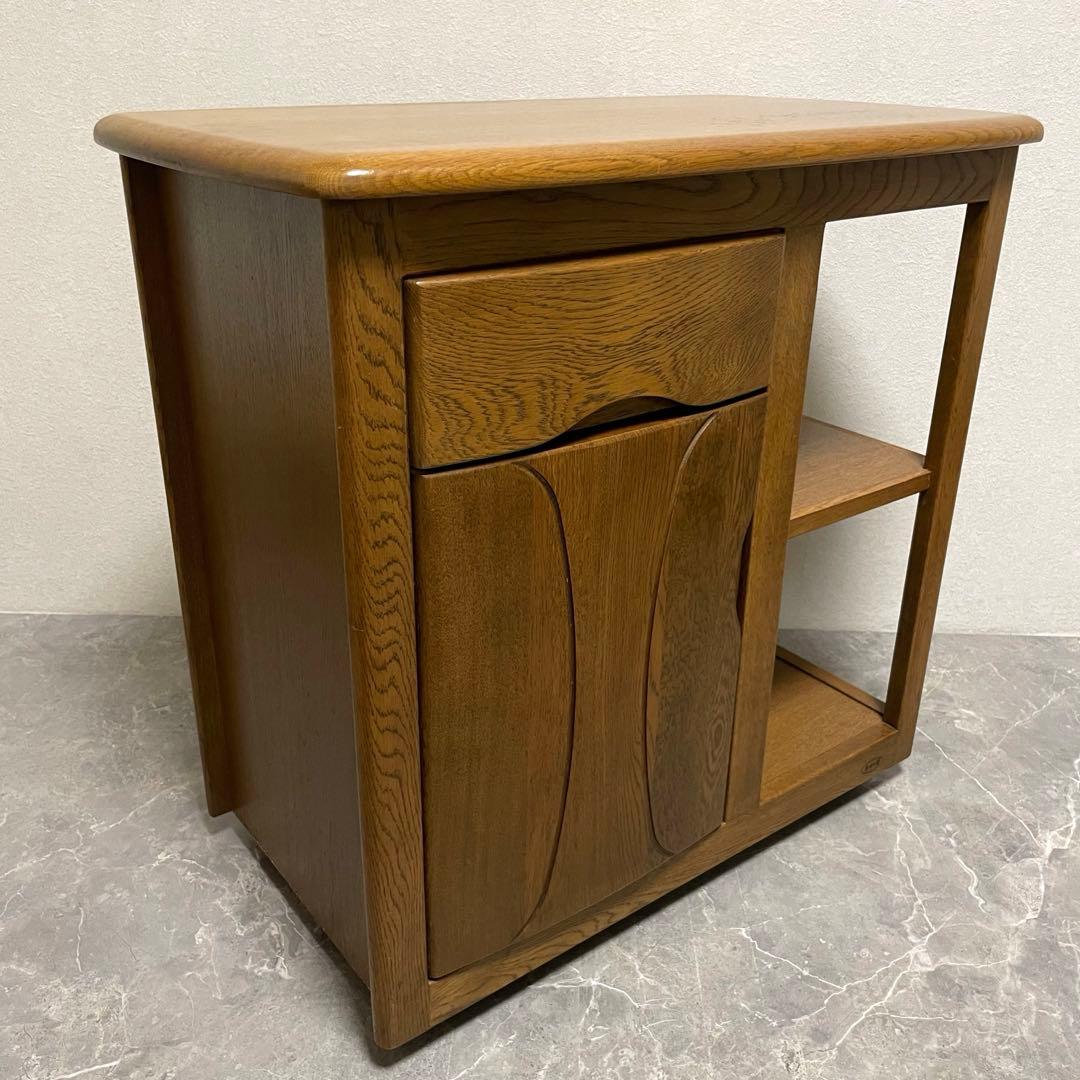 浜本工芸キッチンワゴン　ナラ無垢材 セカンドテーブル　デスクワゴン キャスター付