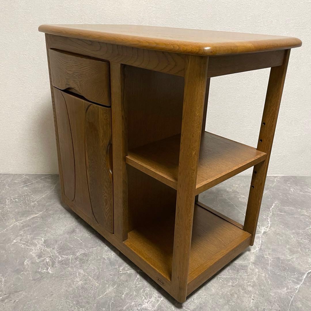 浜本工芸キッチンワゴン　ナラ無垢材 セカンドテーブル　デスクワゴン キャスター付