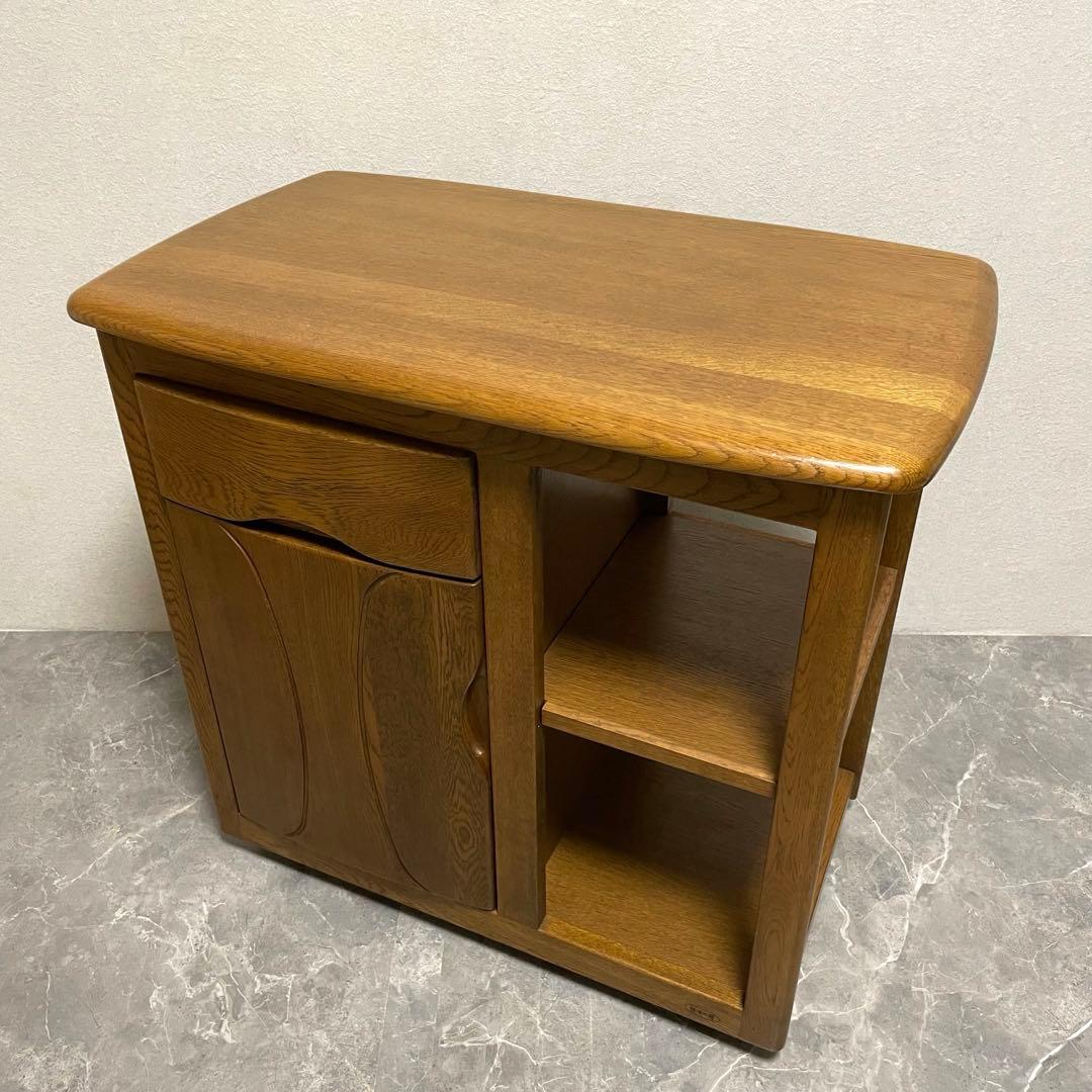 浜本工芸キッチンワゴン　ナラ無垢材 セカンドテーブル　デスクワゴン キャスター付