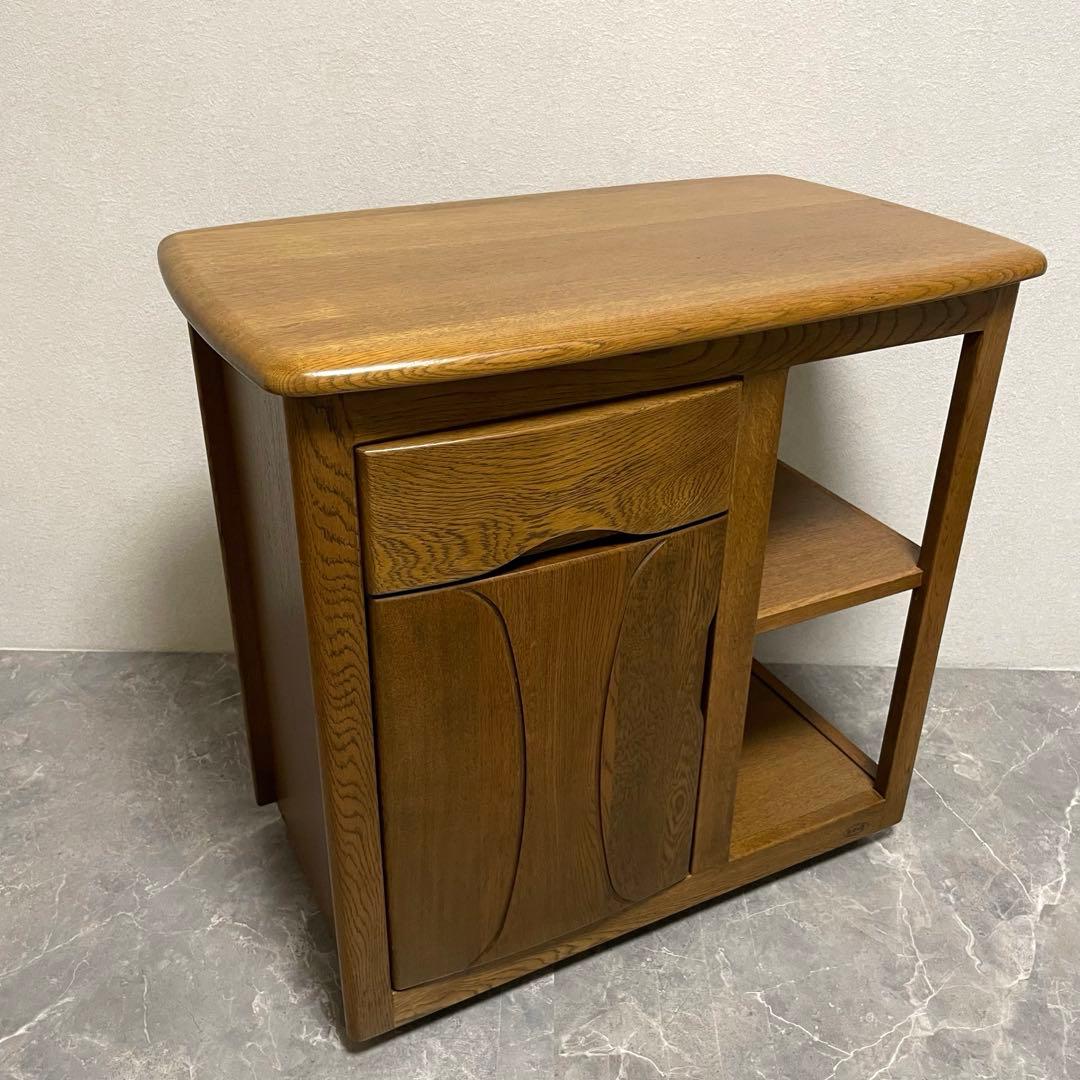 浜本工芸キッチンワゴン　ナラ無垢材 セカンドテーブル　デスクワゴン キャスター付