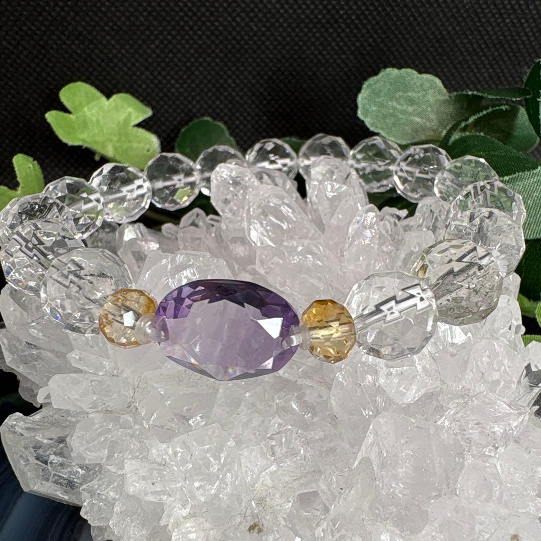 ＊野村早代様お取置き＊アメジスト宝石カット　シトリン　水晶　ブレスレット