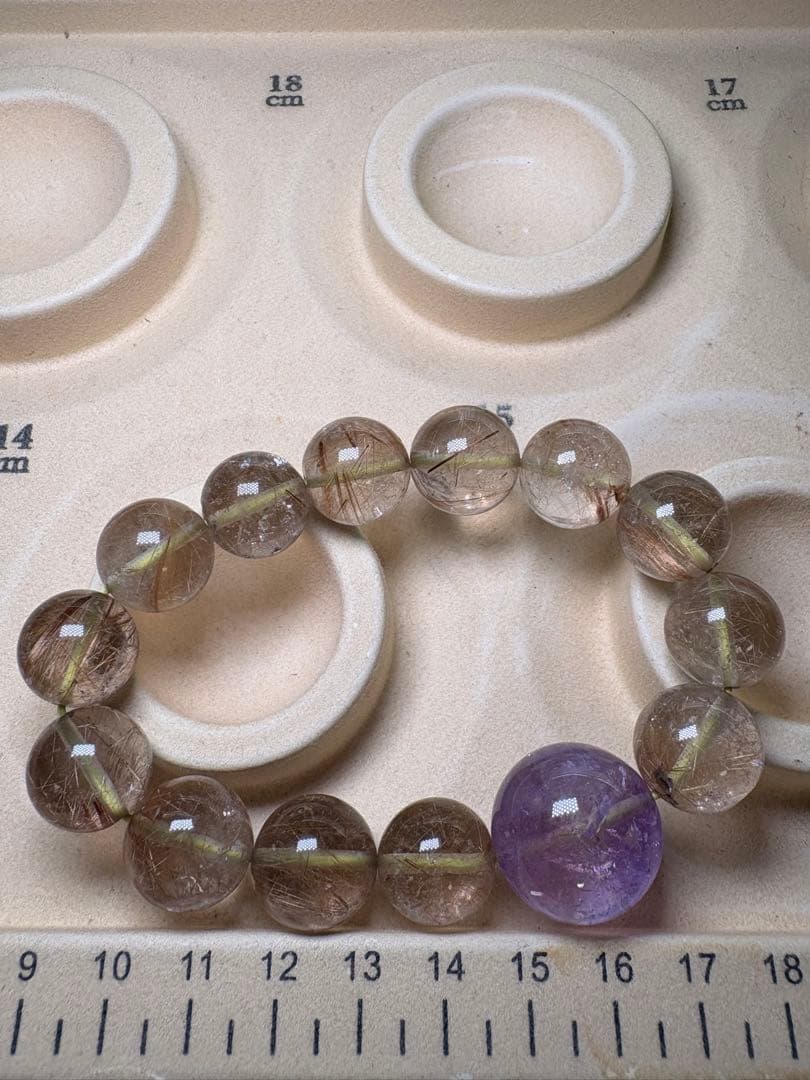 ルチル　アメジスト　ブレスレット　大玉　天然石