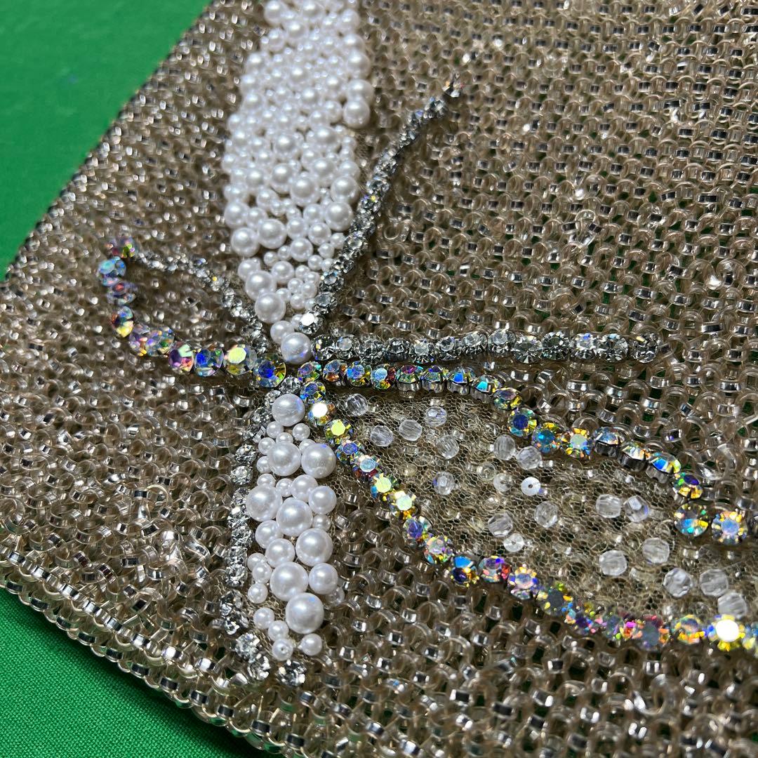 ビーズ 蝶モチーフ クラッチバッグ